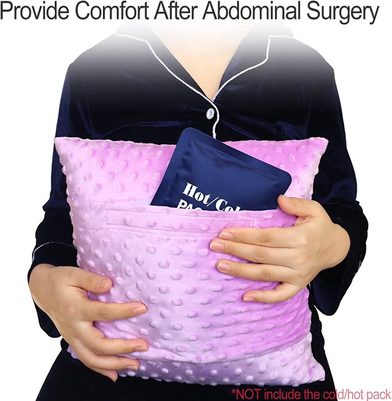 HapiPoppy Heart Surgery Pillow with Pocket for After Open Heart Surgery Recovery Pillows Bypass Cardiac Coughing Comfort Patients Gifts, Minky Dot Lavender - Image 5